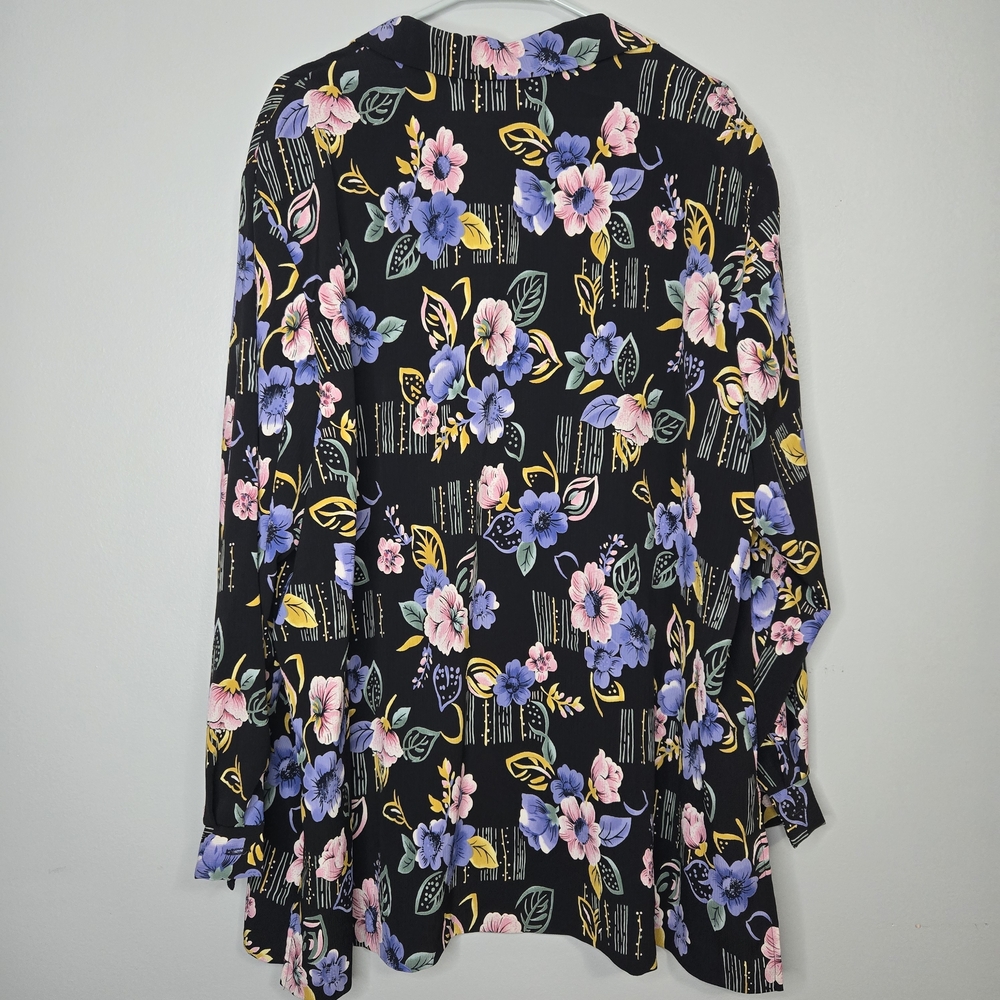 Briggs New York Vintage Black Floral Long Sleeve Shirt 2X - Picture 2 of 6